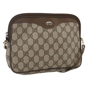 Authentic GUCCI GG Supreme Shoulder Bag PVC Beige Gold 89 02 068